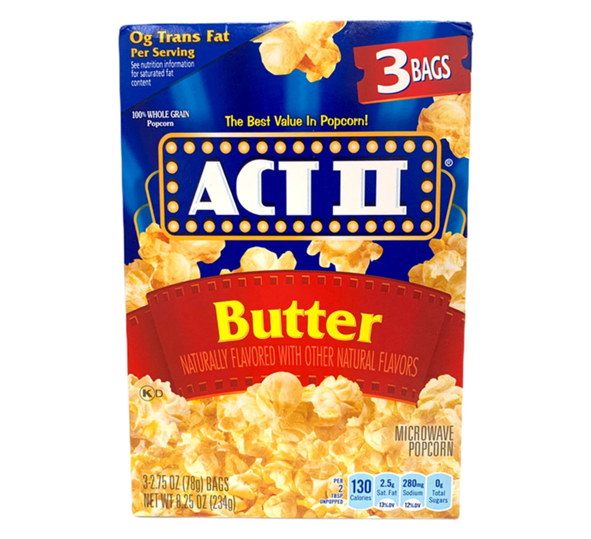 Act II Butter Microwave Popcorn 234g