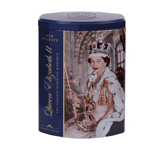Ahmad Tea Queen Elizabeth II English Breakfast Blue Caddy 40's