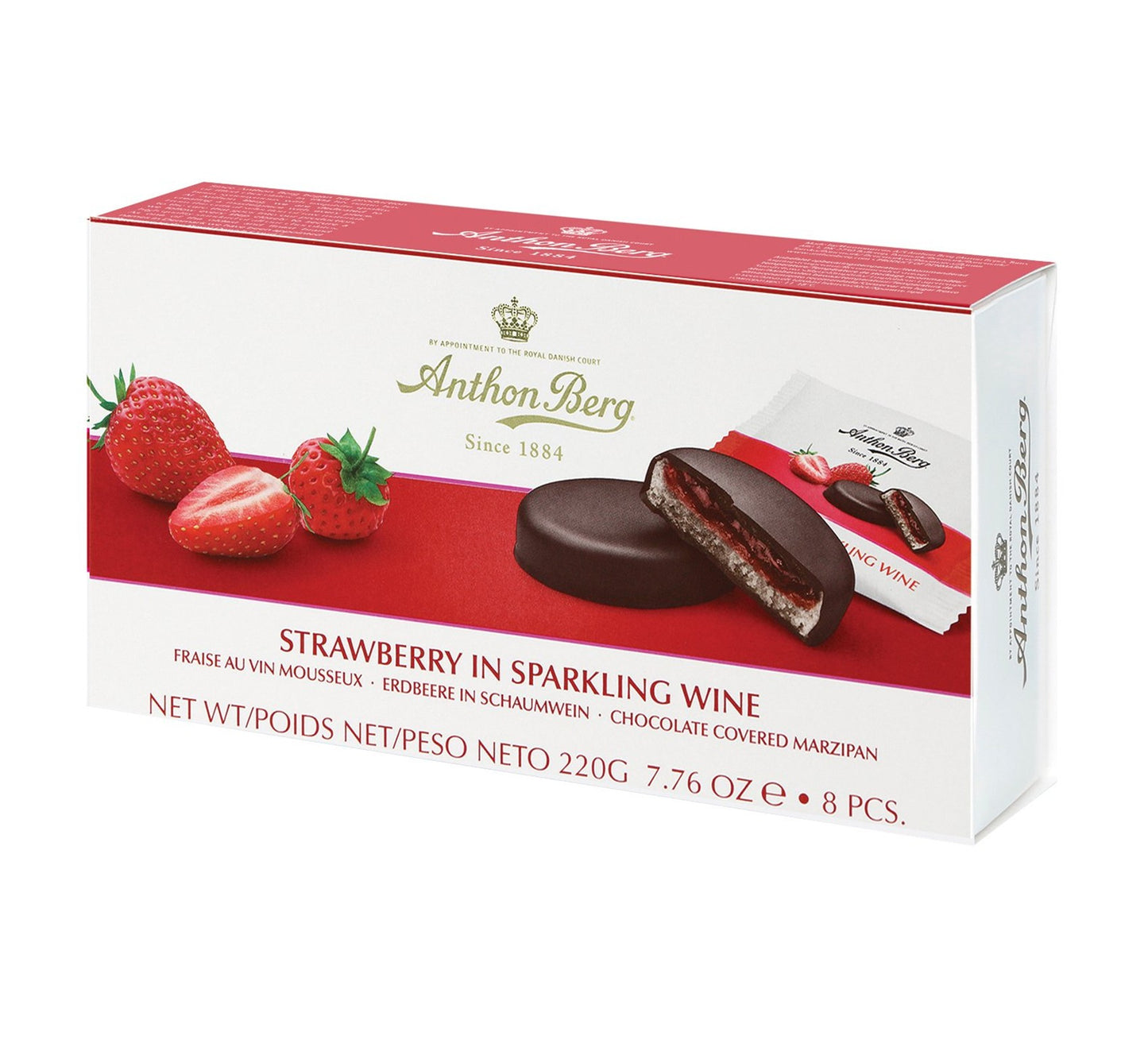 Anthon Berg Strawberry in Sparkling Wine Marzipan in Dark Chocolate 220g