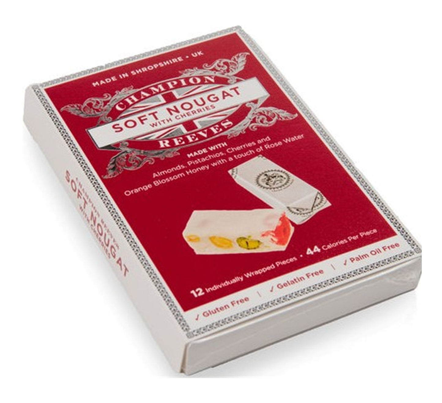 Champion & Reeves Soft White Nougat with Italian Rose Cherries 144g