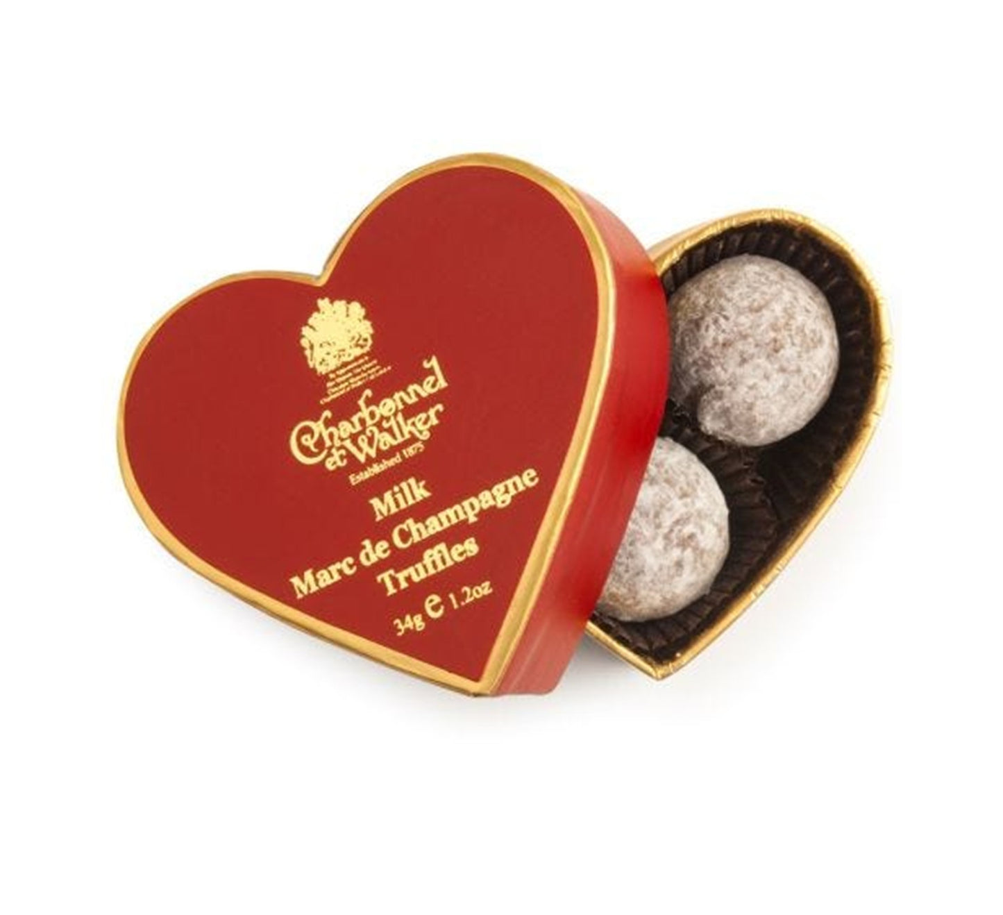 Charbonnel Milk Marc de Champagne Chocolate Truffles Mini Heart 34g