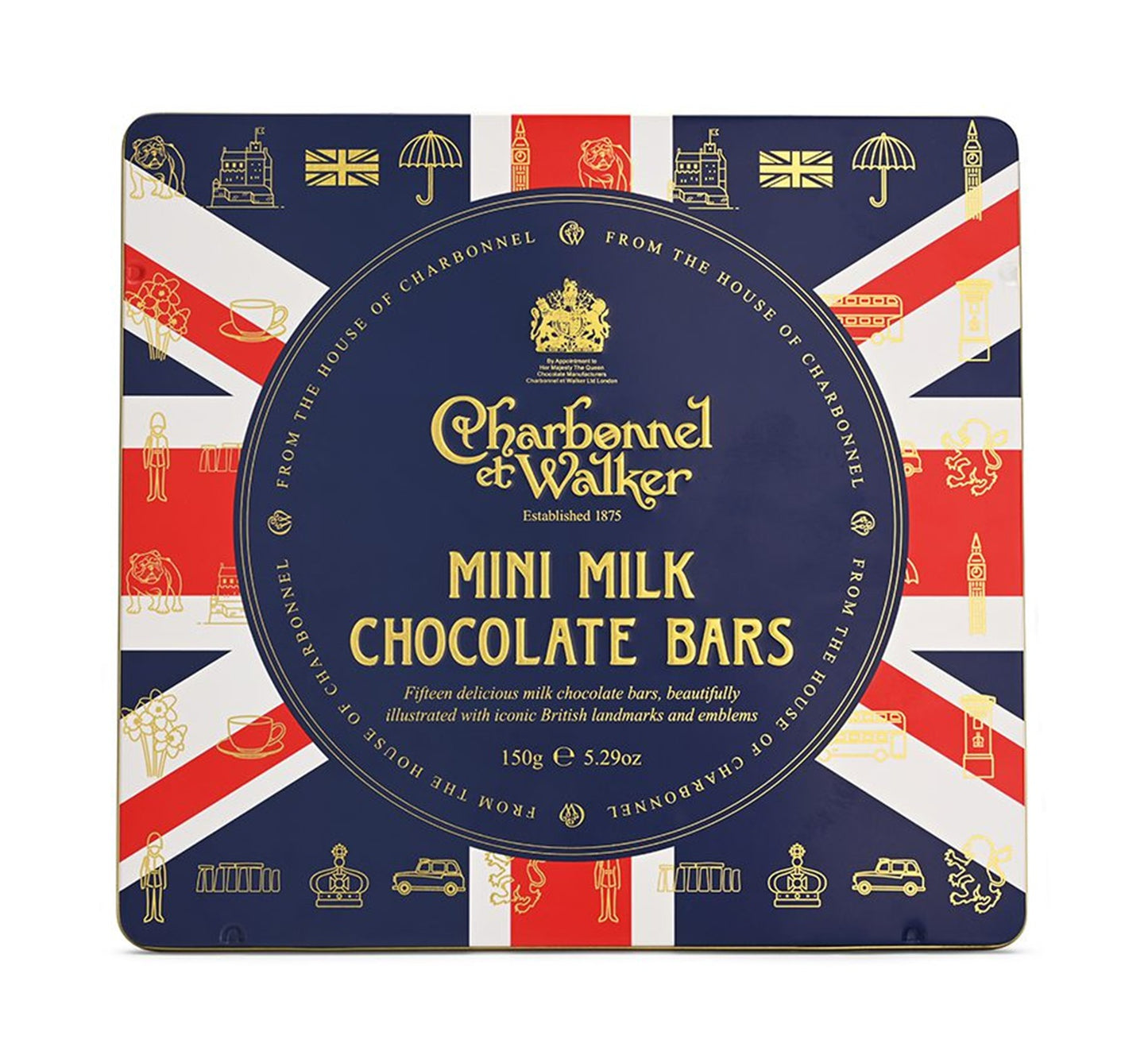 Charbonnel et Walker Union Jack Keepsake Tin with Mini Milk Chocolate Bars 150g
