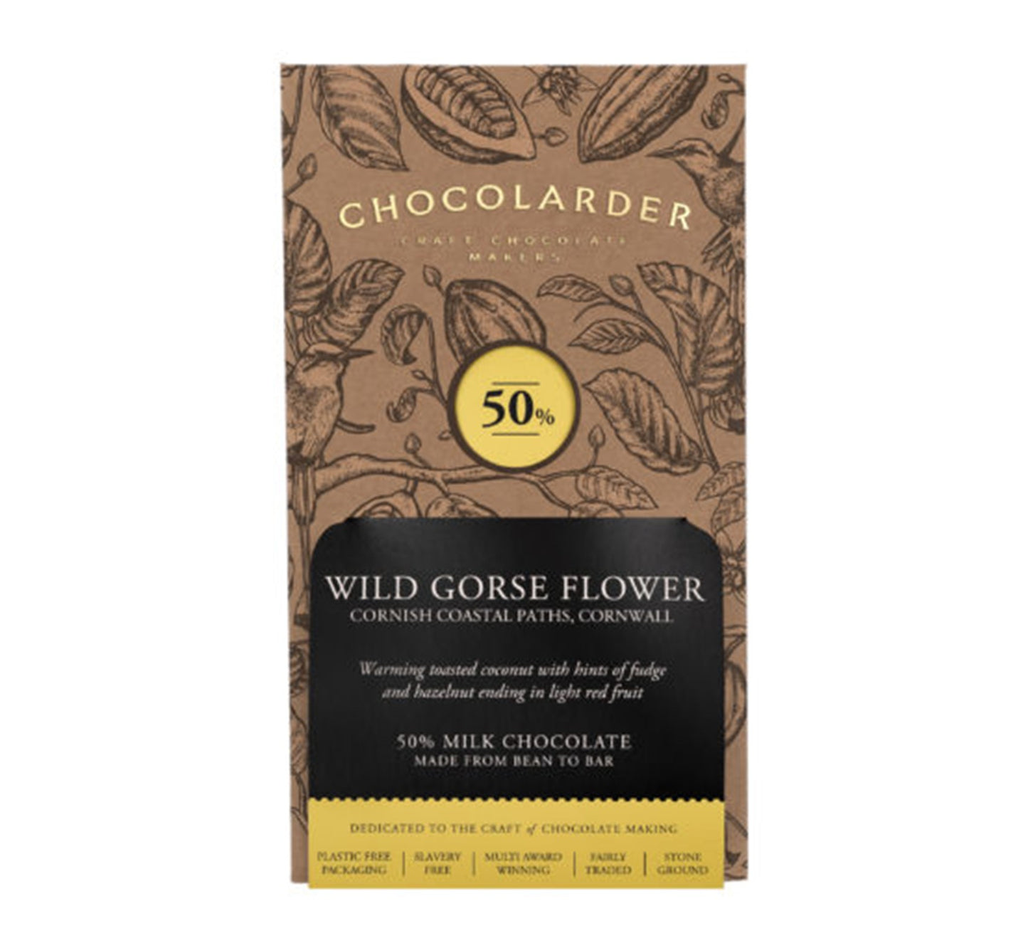 Chocolarder Wild Gorse Flower 50% Milk Chocolate Bar 70g