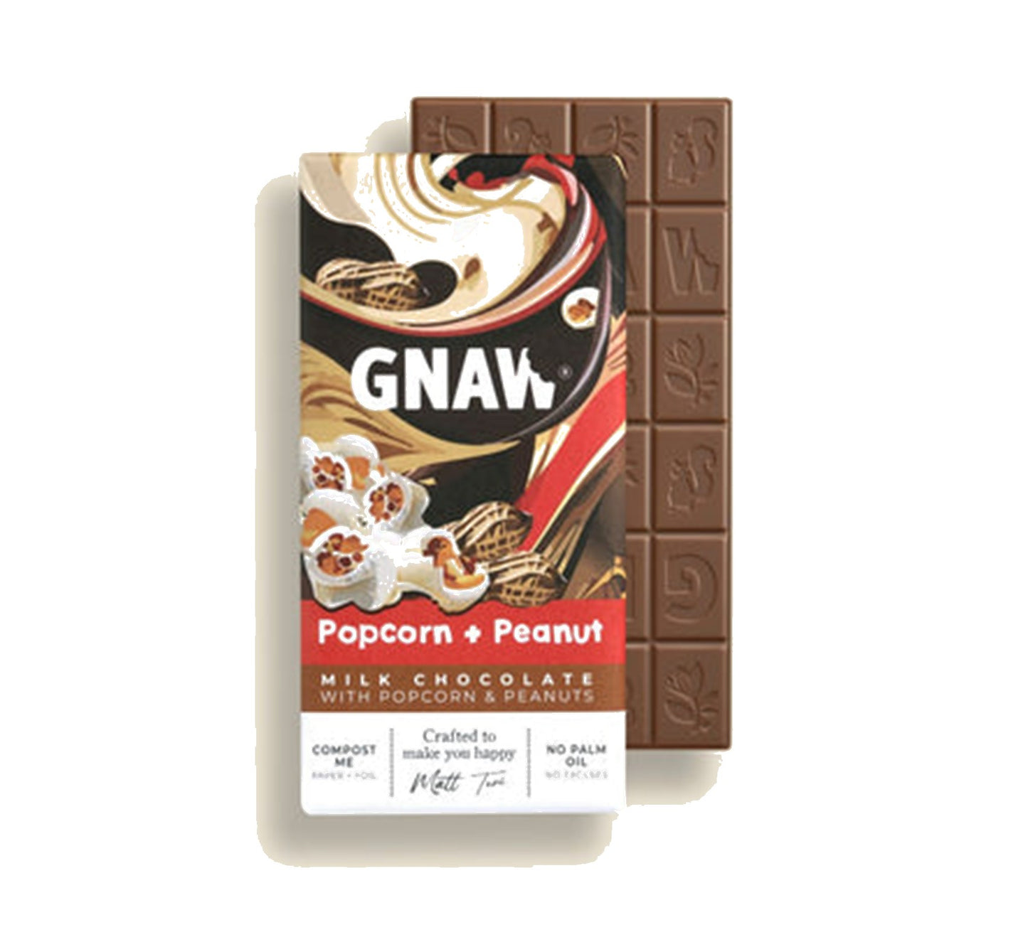 Gnaw Chocolate Popcorn & Peanut Chocolate Bar 80g