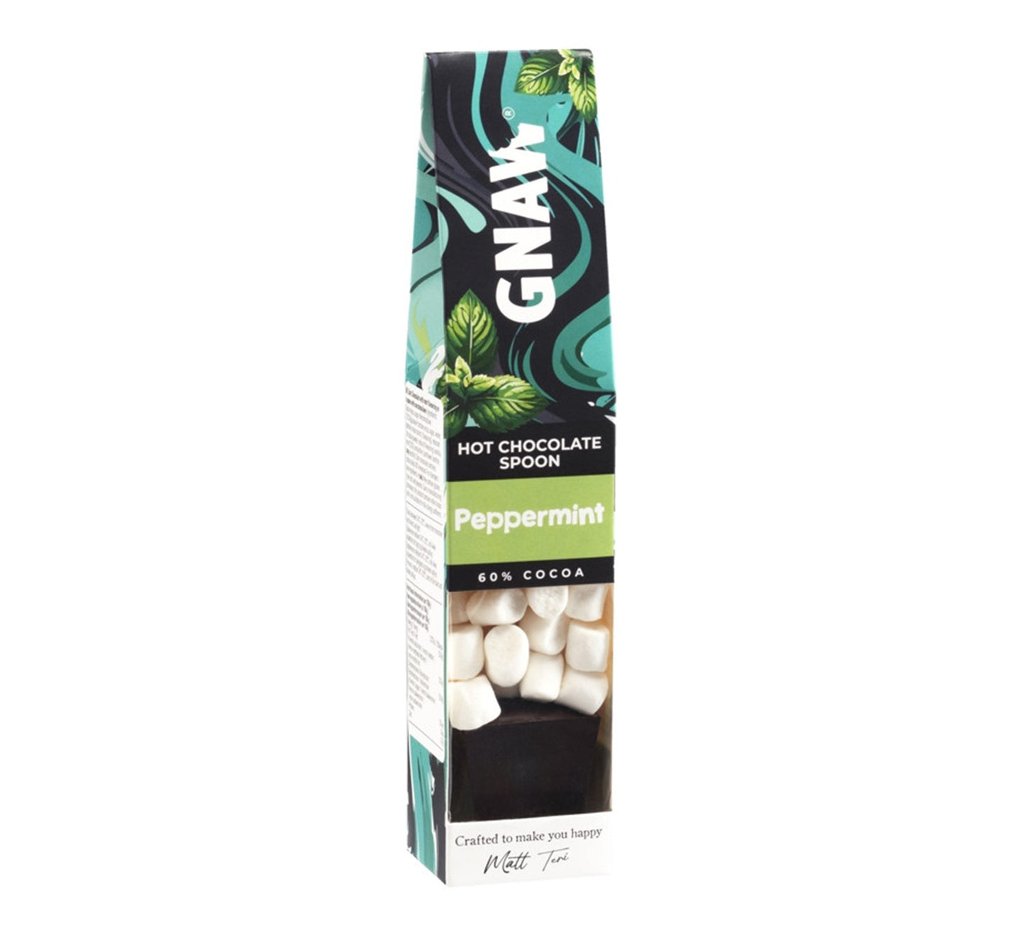 Gnaw Peppermint Dark Hot Chocolate Spoon With Marshmallows 40g
