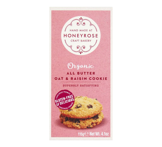 Honeyrose Craft Bakery Organic All Butter Oat & Raisin Cookie 115g