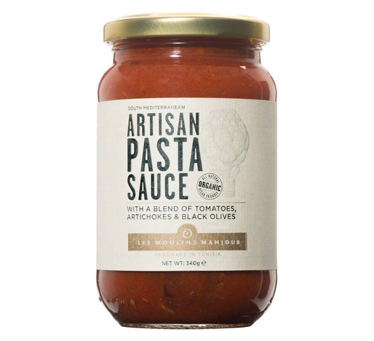 Les Moulins Mahjoub Organic Artisan Pasta Sauce with Artichokes and Black Olives 340g