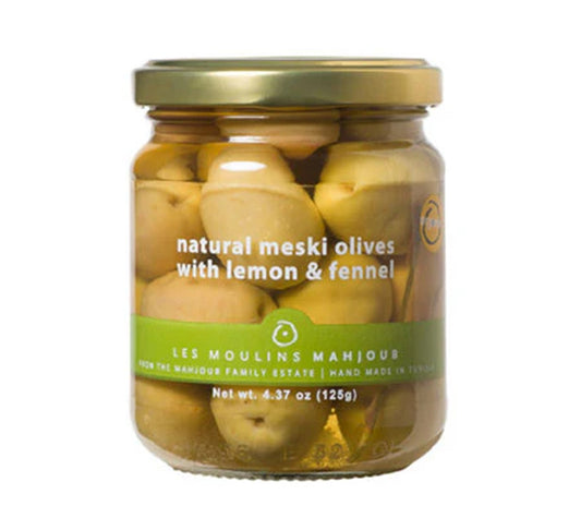 Les Moulins Mahjoub Organic Green Olives with Lemon & Fennel 125g