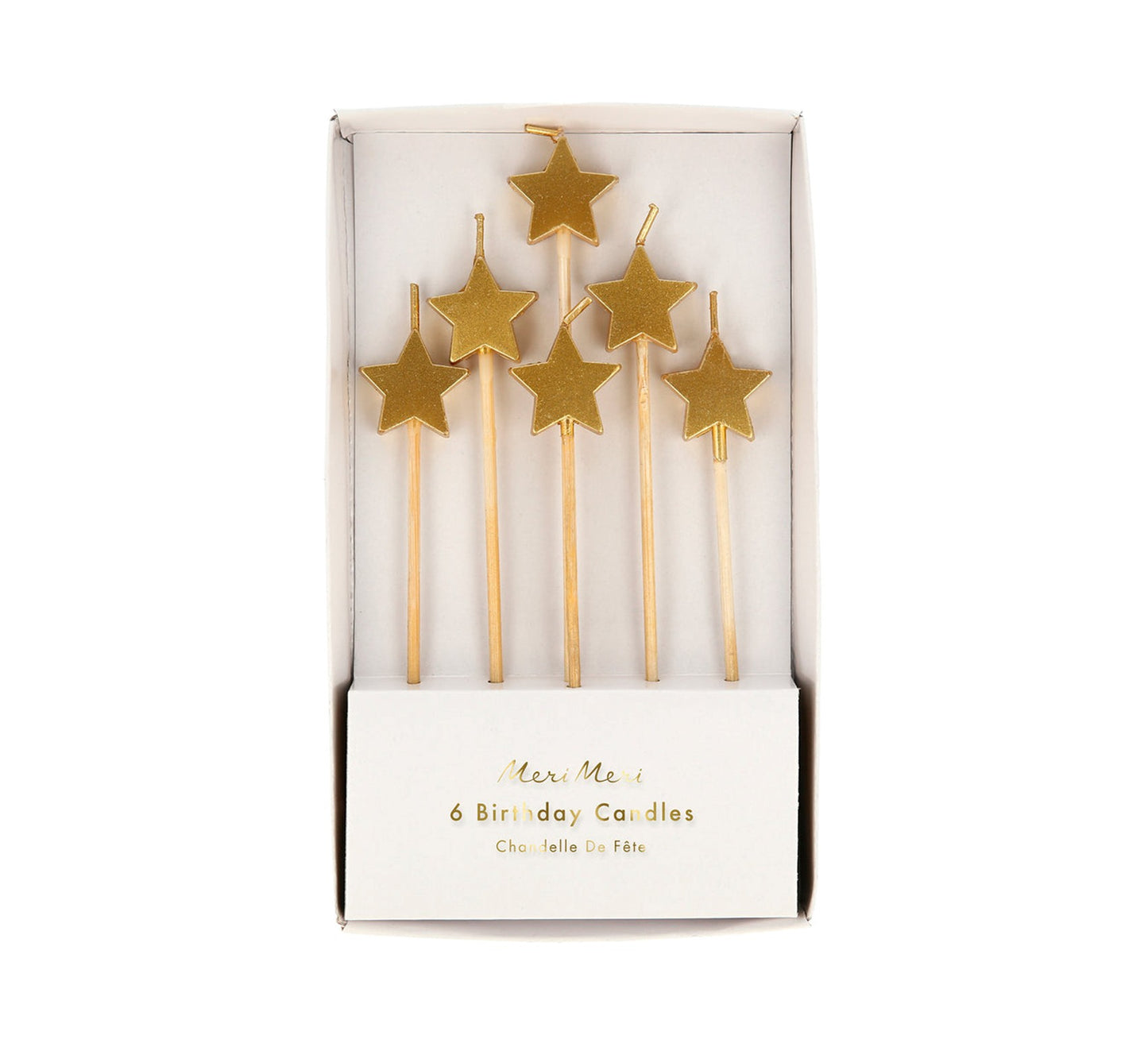 Meri Meri 6 Gold Star Candles