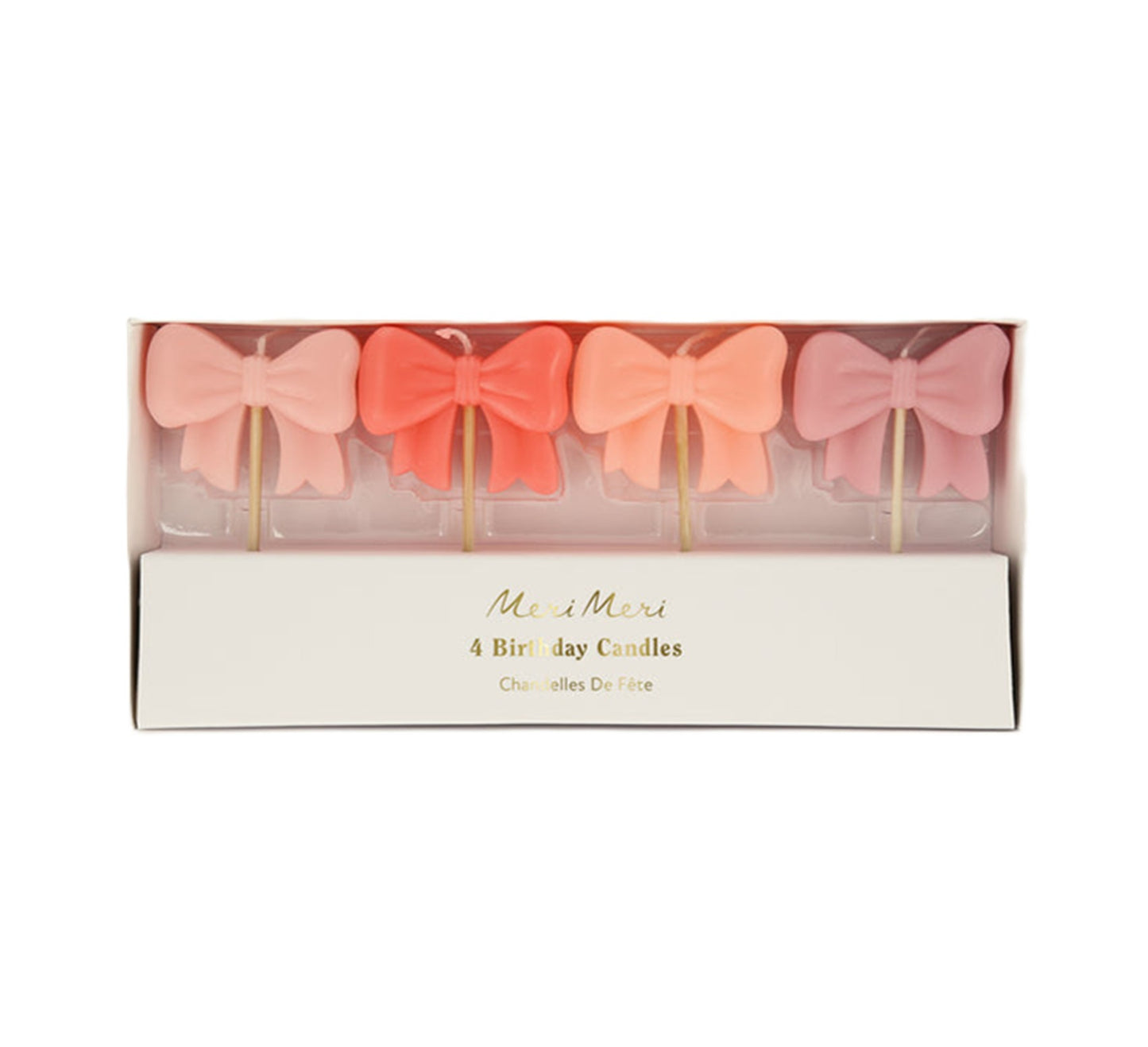 Meri Meri Pink Bow Candles - 4 Pack