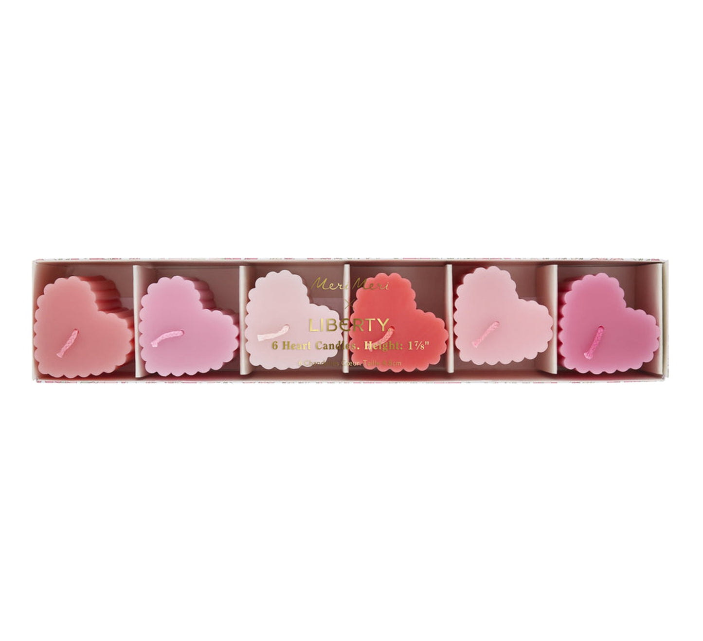Meri Meri x Liberty 6 Scalloped Heart Candles