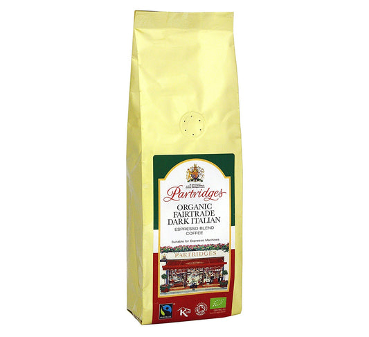 Partridges Organic Fairtrade Dark Italian Espresso Coffee 250g