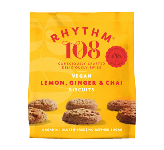 Rhythm 108 Organic Lemon, Ginger & Chia Biscuits 135g
