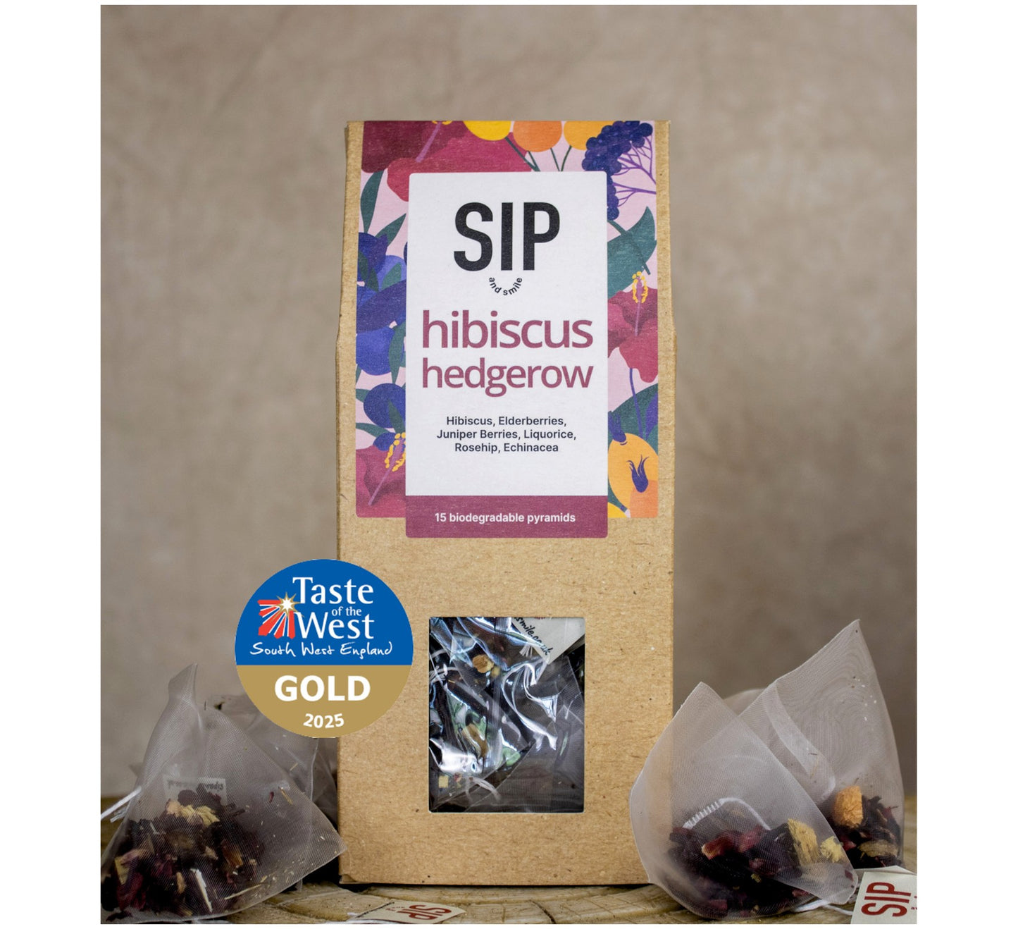 Sip and Smile Hibiscus Hedgerow Tea 15 Tea Bags