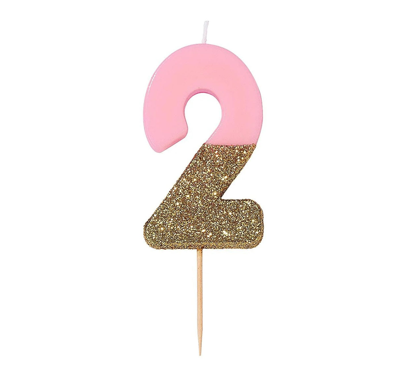 Talking Tables Pink & Gold Glitter Number Candle - 2