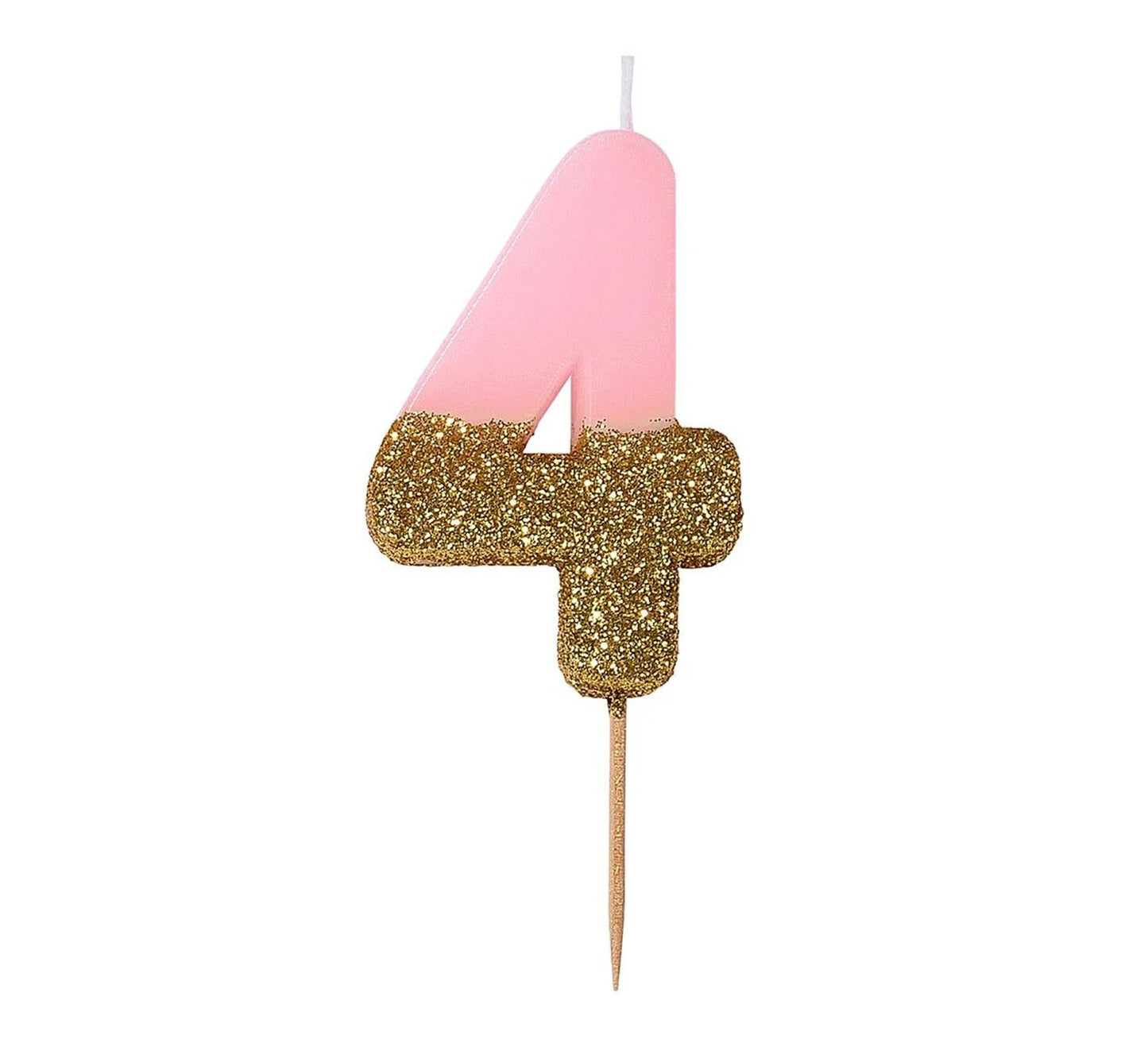 Talking Tables Pink & Gold Glitter Number Candle - 4