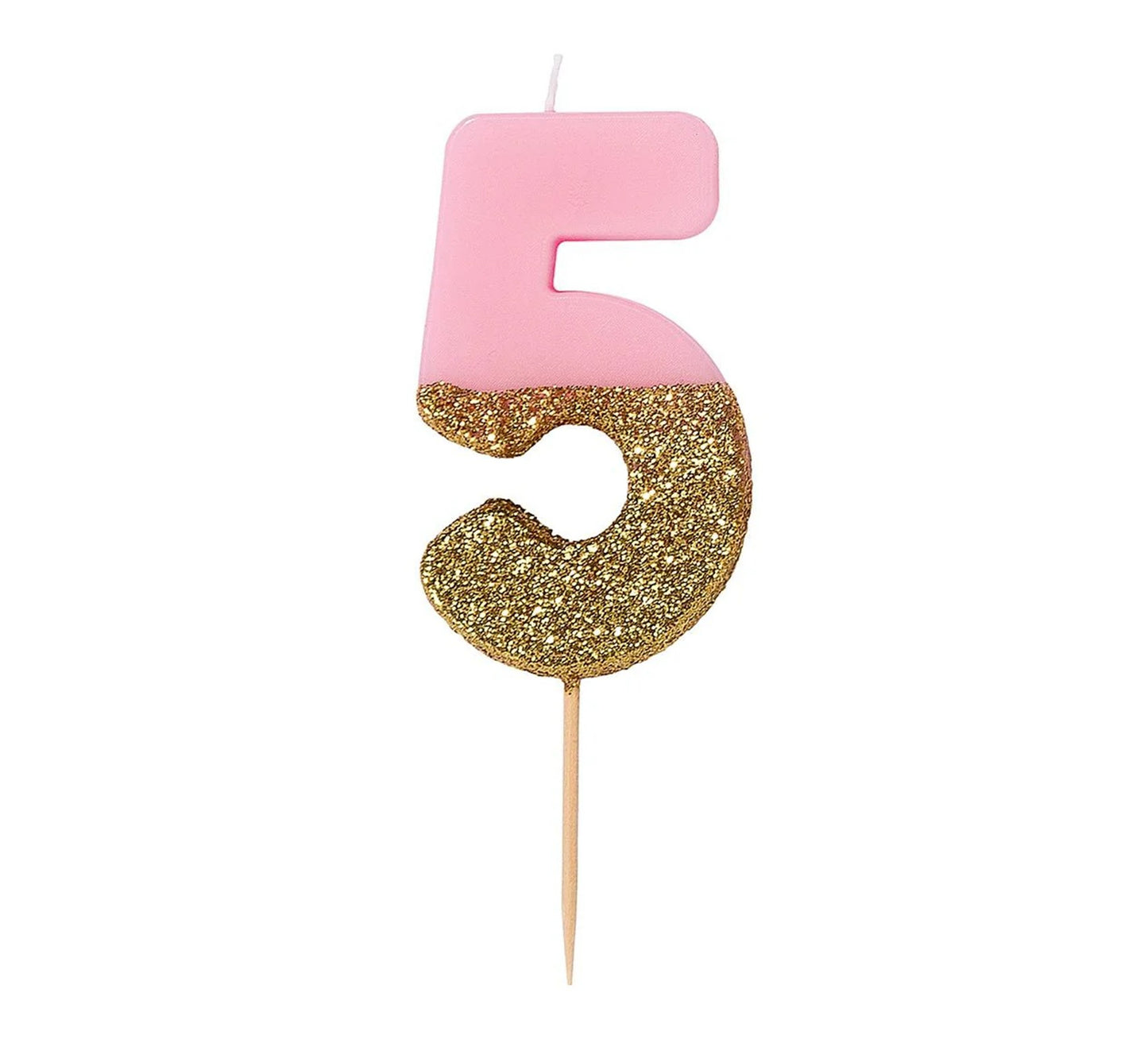 Talking Tables Pink & Gold Glitter Number Candle - 5