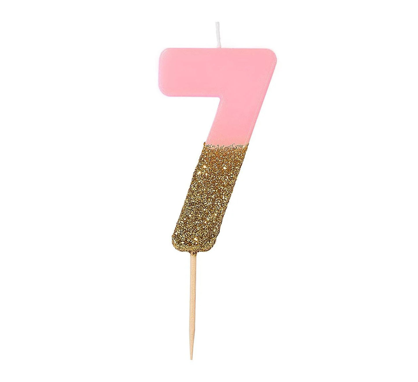 Talking Tables Pink & Gold Glitter Number Candle - 7