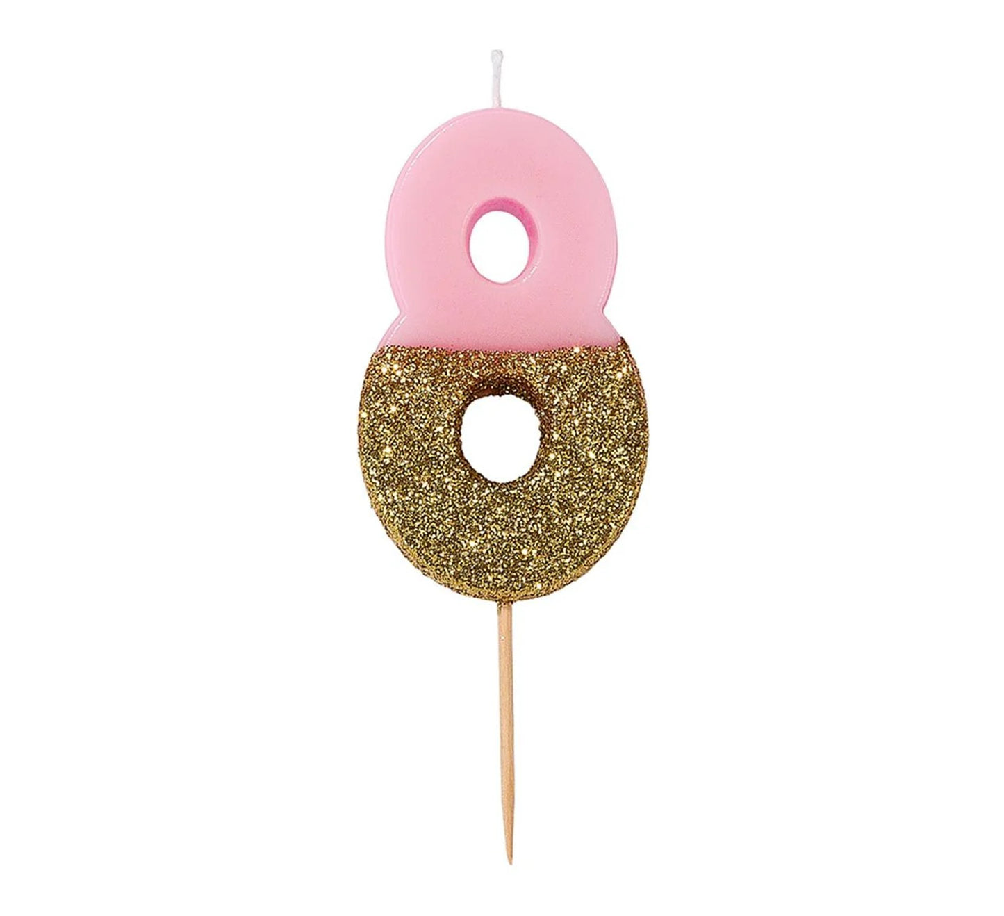 Talking Tables Pink & Gold Glitter Number Candle - 8