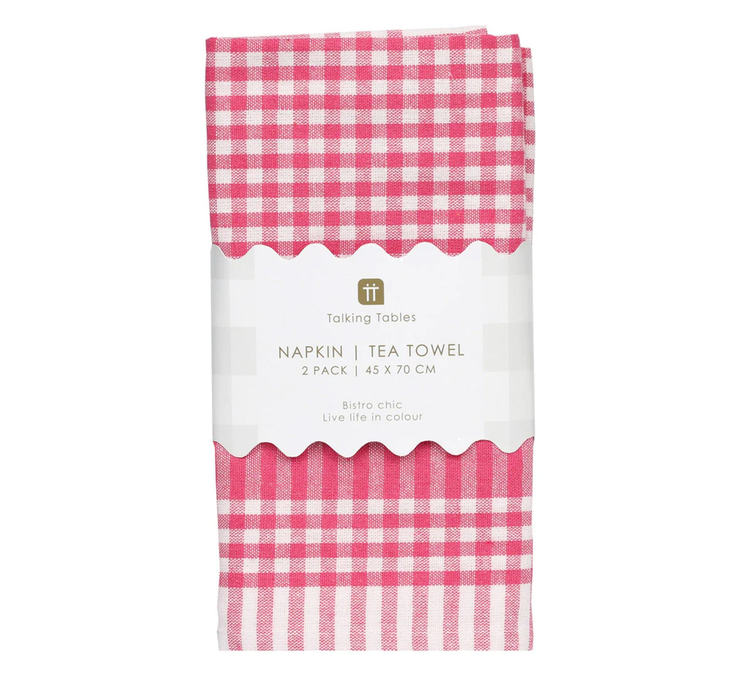 Talking Tables Raspberry Pink & White Gingham Tea Towels/Napkins