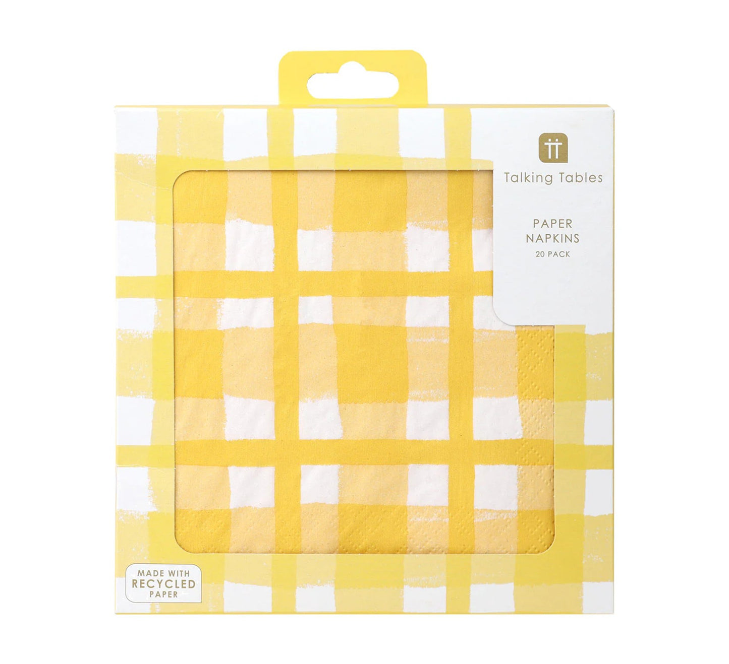 Talking Tables Yellow & White Check Napkins - 20 Pack