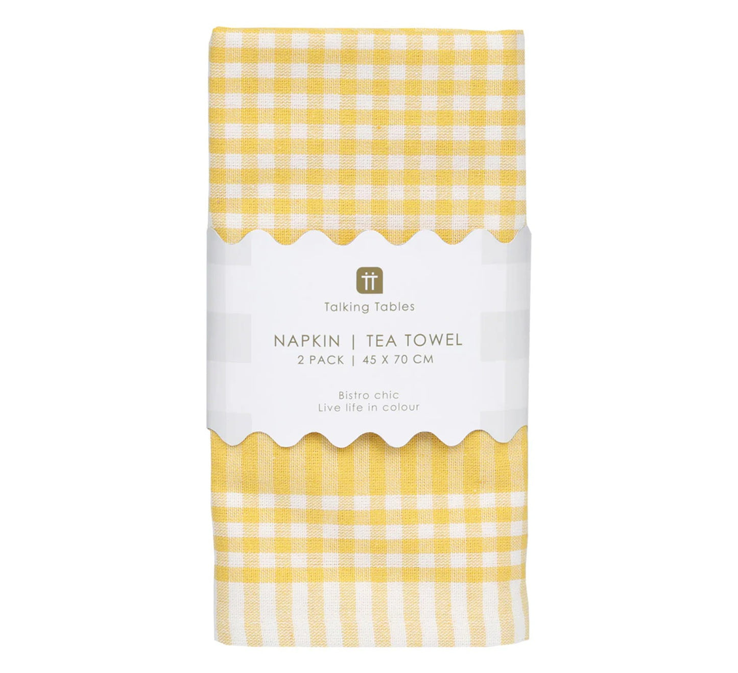 Talking Tables Yellow & White Gingham Tea Towels/Napkins
