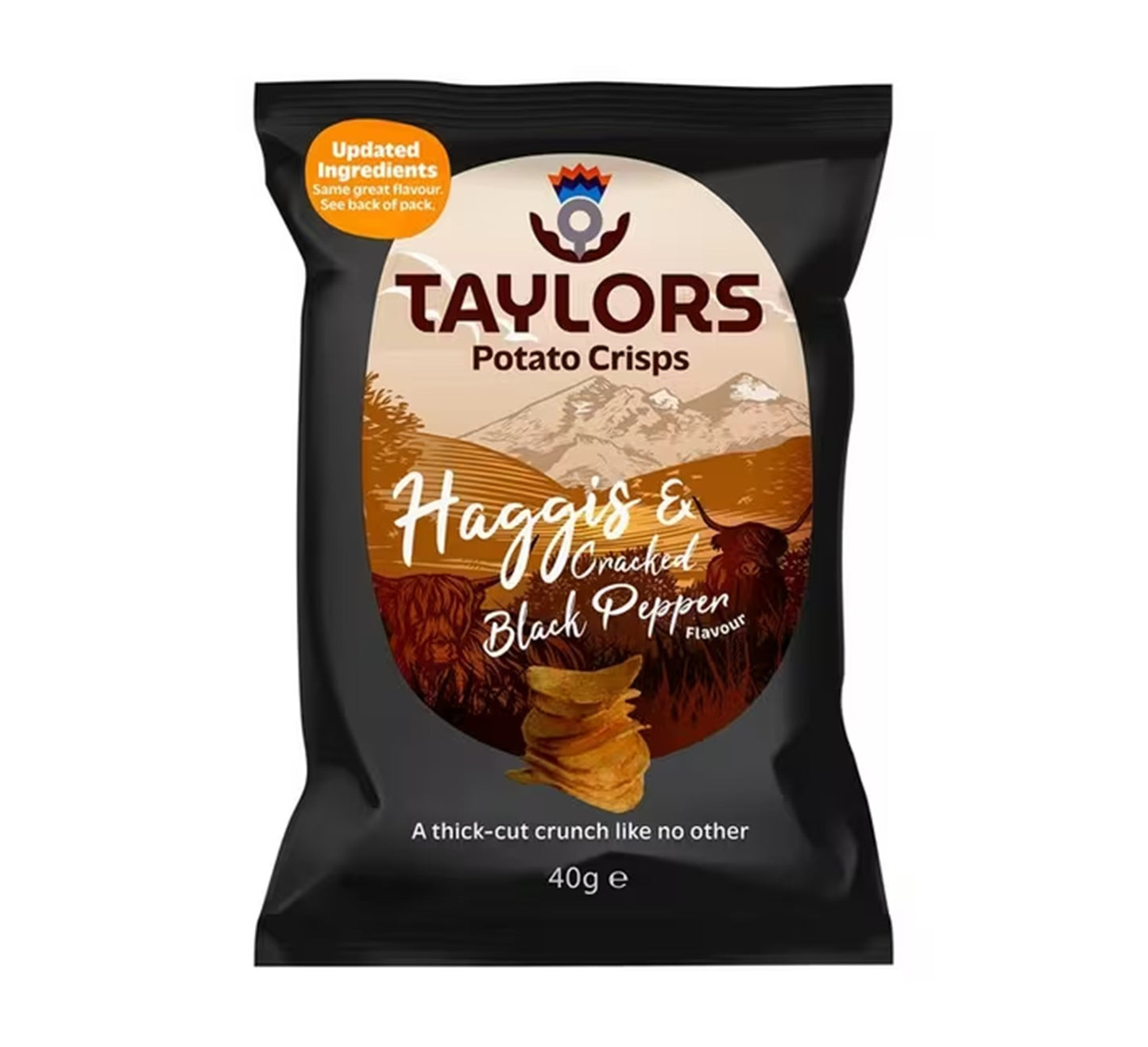 Taylors Haggis & Cracked Black Pepper Flavour Potato Crisps 40g