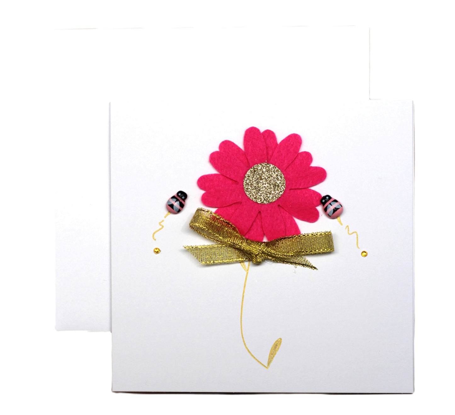 Vivienne Handmade Cards Single Stem Shocking Pink