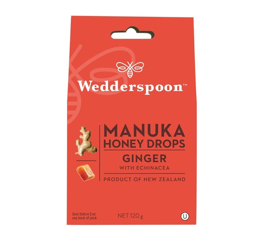 Wedderspoon Ginger with Echinacea Manuka Honey Drops 120g