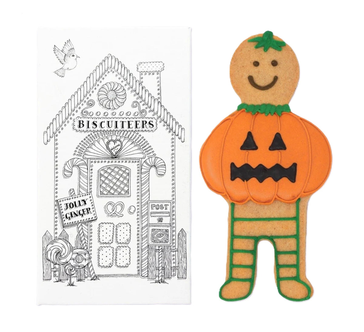 Biscuiteers Pumpkin Jolly Ginger Biscuit Box 15g