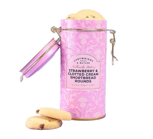 Cartwright & Butler Strawberry and Clotted Cream Shortbreads in Tin 150g