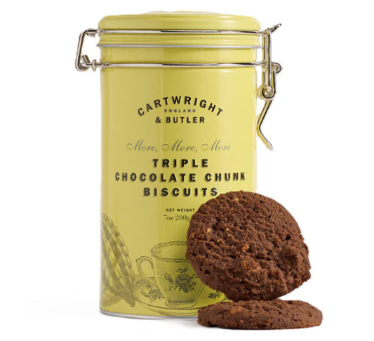 Cartwright & Butler Triple Chocolate Chunk Biscuits in Tin 200g