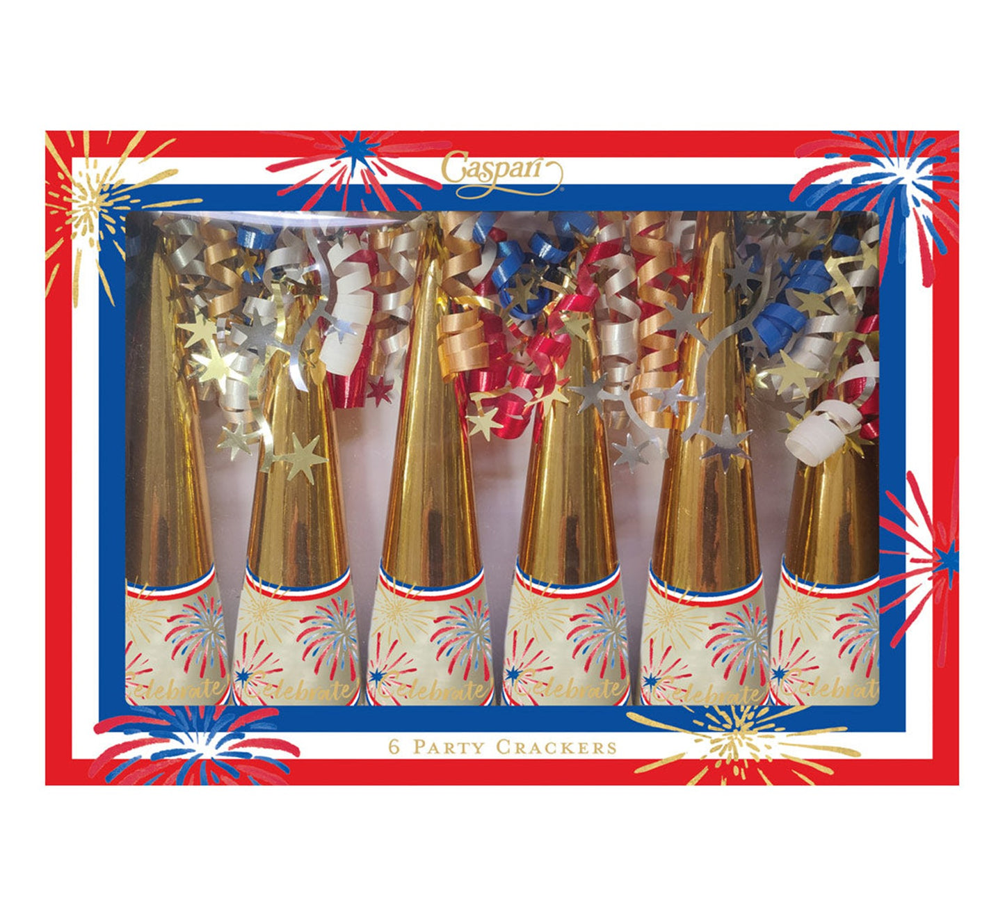 Caspari Celebrate! 10" Cone Party Crackers - 6 Pack