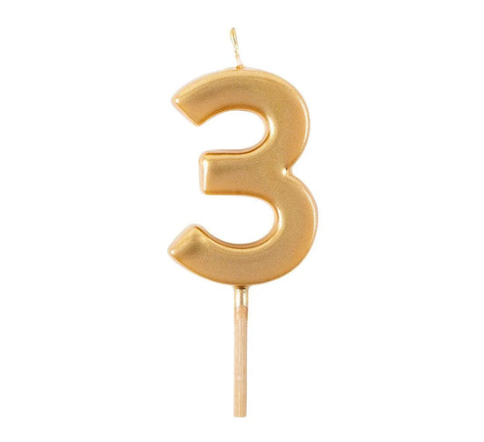 Caspari Gold Number Candle - 3