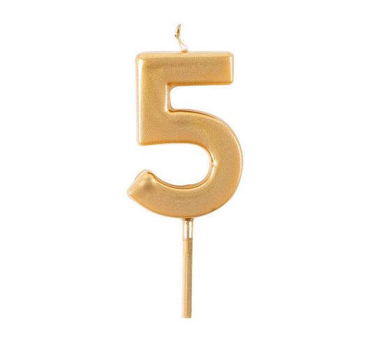 Caspari Gold Number Candle - 5