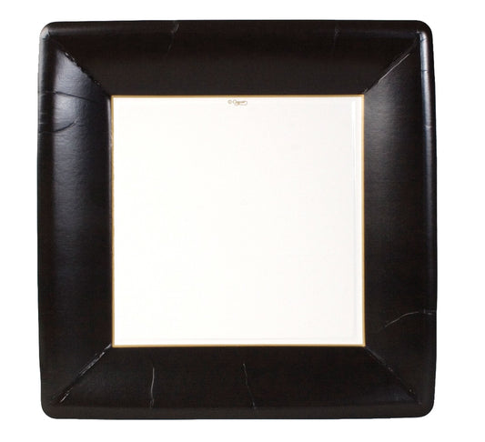 Caspari Grosgrain Border Black Square Dinner Plates Square