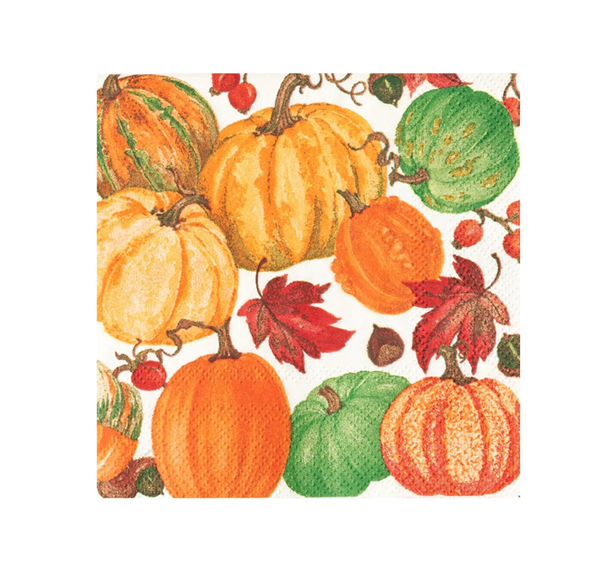 Caspari Pumpkin Field White Luncheon Napkin