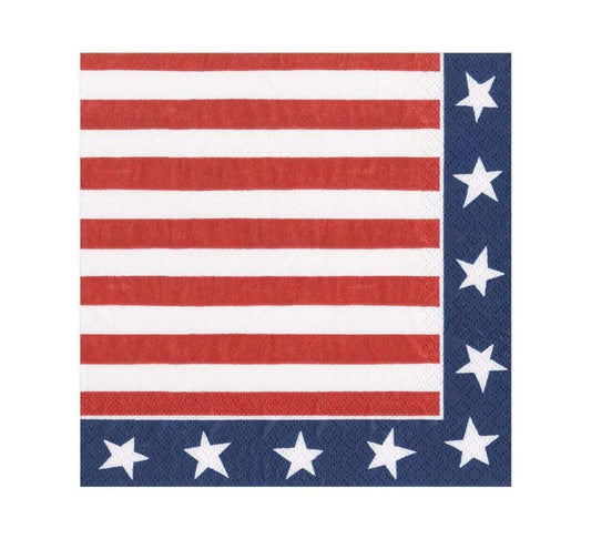 Caspari Red White And Blue Luncheon Napkin - 20 per package