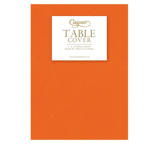 Caspari Tangerine-Paper Linen Solid Airlaid Tablecover 5.2'X8.2