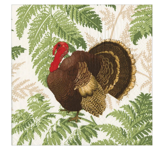 Caspari Turkey Among Ferns Dinner Napkins
