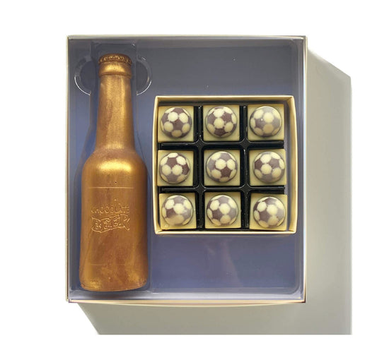 Choc on Choc Chocolate Beer Bottle And Footballs