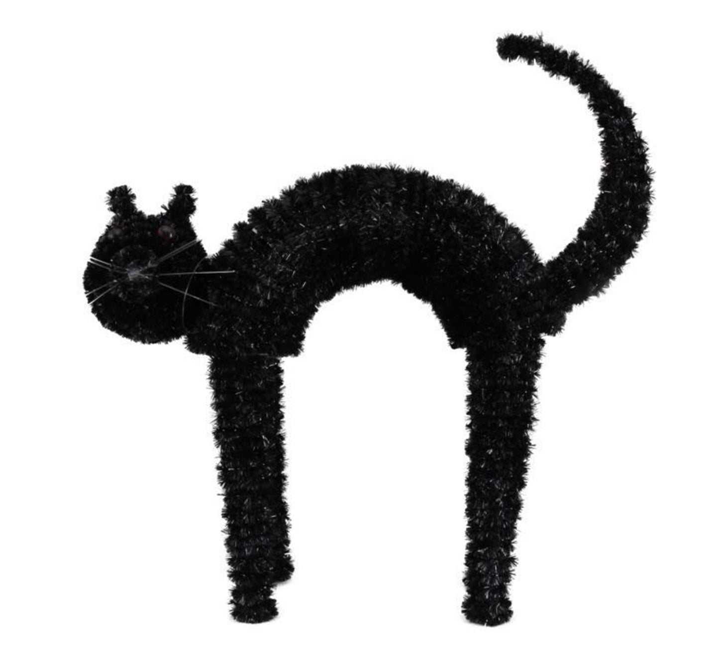 Gisela Graham Black Tinsel Standing Cat Ornament