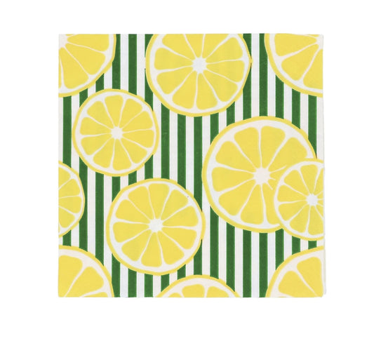 Gisela Graham Lemon Slice Stripes Paper Napkins - 20 Pack