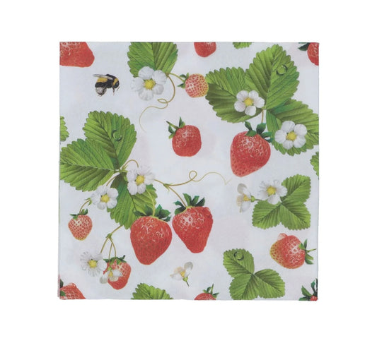 Gisela Graham Strawberry Flowers Paper Napkins - 20 Pack