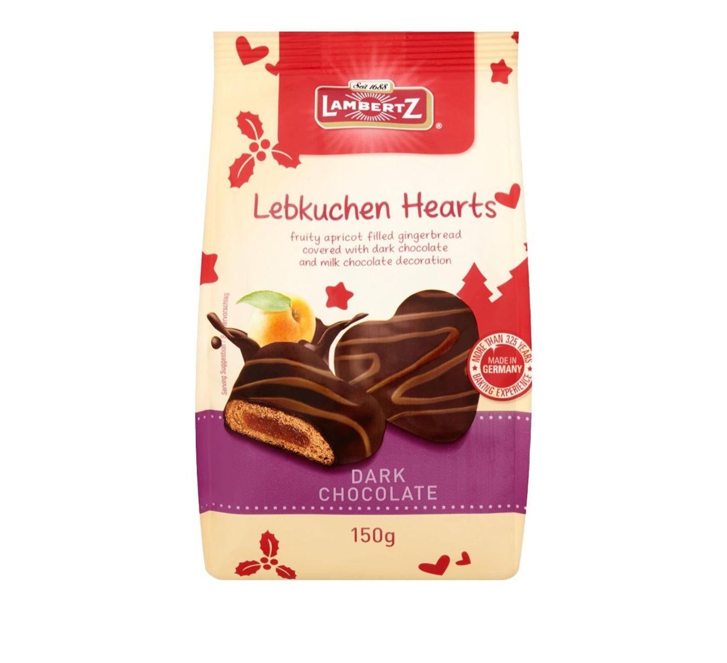Lambertz Lebkuchen Dark Chocolate Hearts 150g