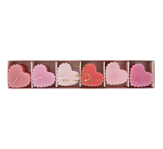 Meri Meri x Liberty 6 Scalloped Heart Candles