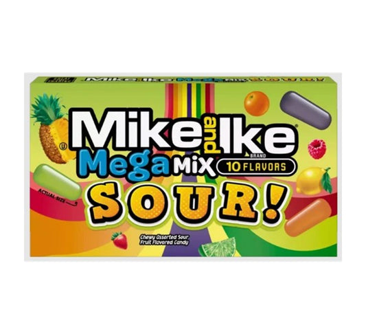 Mike & Ike Mega Mix Sour Chewy Assorted Fruit Flavoured Candy 120g