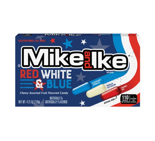 Mike & Ike Red White Blue Chewy Assorted Fruit Flavoured Candy 120g