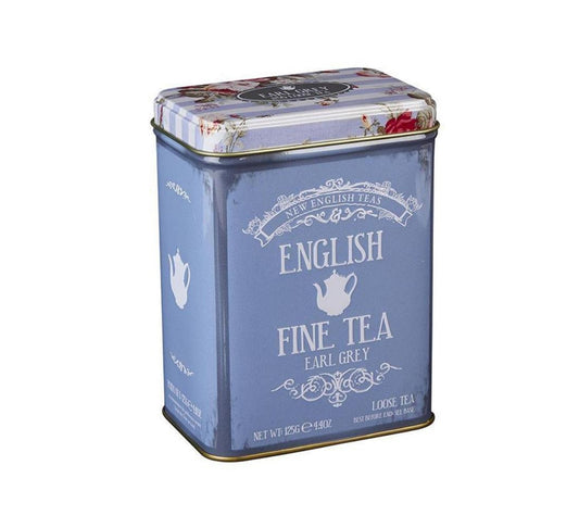 New English Teas Powder Blue Vintage Floral Portrait Loose Leaf Tea Tin 125g