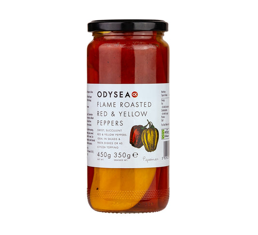 Odysea Flame Roasted Red & Yellow Peppers 450g